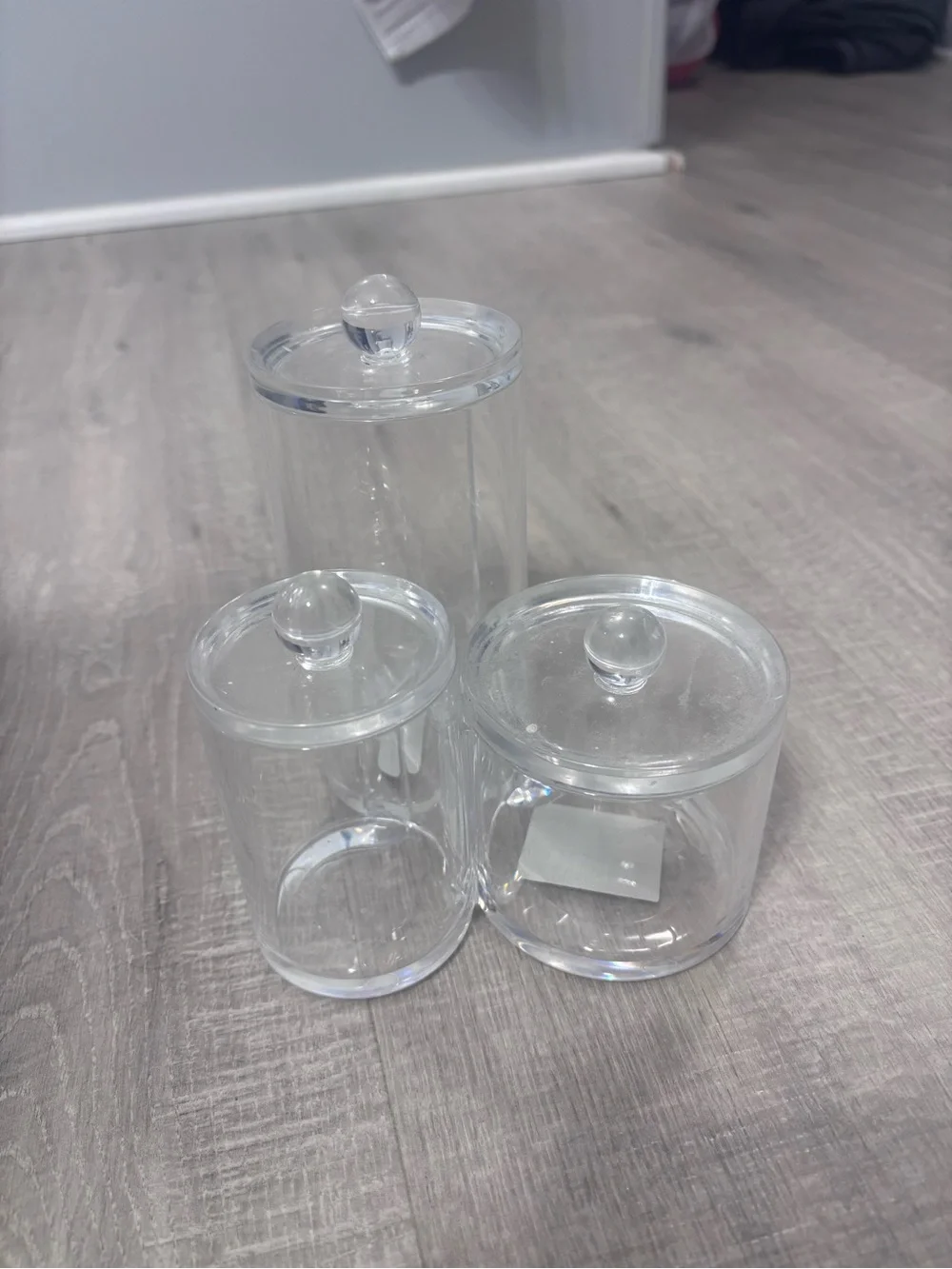 Clear Acrylic Vanity Canister Set - Transparent Bathroom Storage